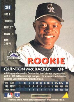 1996 Pinnacle #391 Quinton McCracken Back