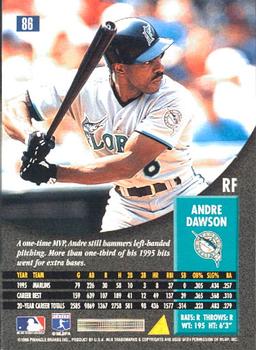 1996 Pinnacle #86 Andre Dawson Back