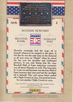 2012 Panini Cooperstown - HOF Classes Induction Year #4 Rogers Hornsby Back