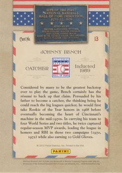2012 Panini Cooperstown - HOF Classes Team #13 Johnny Bench Back