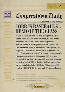 2012 Panini Cooperstown - Hall History #2 Ty Cobb Back