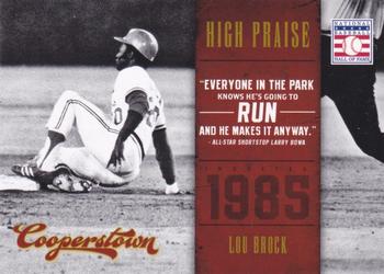 2012 Panini Cooperstown - High Praise #6 Lou Brock Front