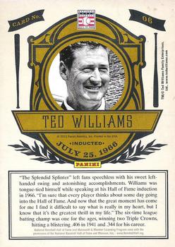 2012 Panini Cooperstown - Induction #6 Ted Williams Back