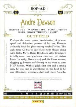 2012 Panini Cooperstown - Signatures #HOF-AD Andre Dawson Back