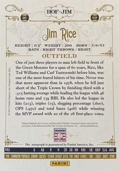 2012 Panini Cooperstown - Signatures #HOF-JIM Jim Rice Back