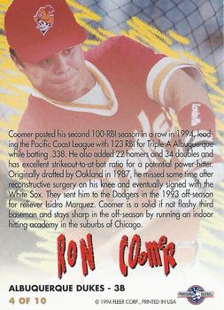1994-95 Fleer Excel - All-Stars #4 Ron Coomer Back