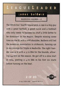 1994-95 Fleer Excel - League Leaders #2 James Baldwin Back