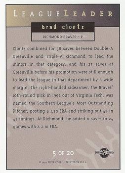 1994-95 Fleer Excel - League Leaders #5 Brad Clontz Back