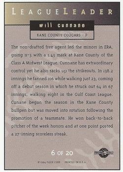 1994-95 Fleer Excel - League Leaders #6 Will Cunnane Back