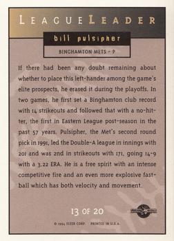 1994-95 Fleer Excel - League Leaders #13 Bill Pulsipher Back