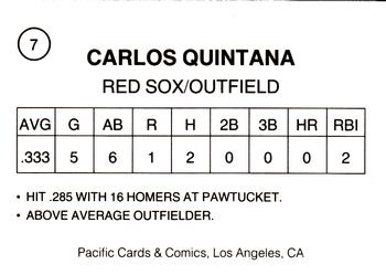 1989 Pacific Cards & Comics Superstars (unlicensed) #7 Carlos Quintana Back
