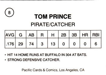 1989 Pacific Cards & Comics Superstars (unlicensed) #8 Tom Prince Back