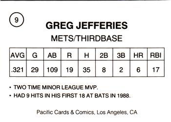 1989 Pacific Cards & Comics Superstars (unlicensed) #9 Gregg Jefferies Back