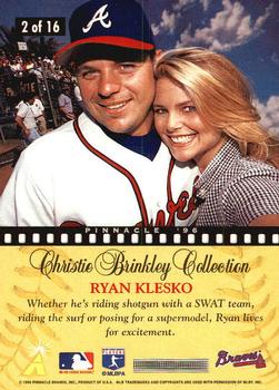 1996 Pinnacle - Christie Brinkley Collection #2 Ryan Klesko Back