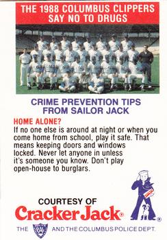 1988 Columbus Clippers Police #10 Steve Shields Back