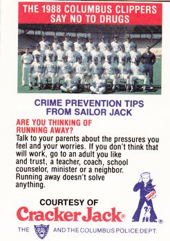1988 Columbus Clippers Police #11 Cliff Speck Back