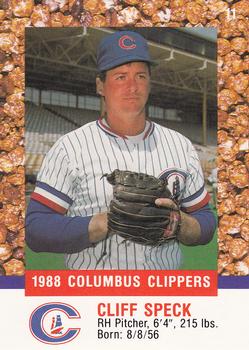 1988 Columbus Clippers Police #11 Cliff Speck Front