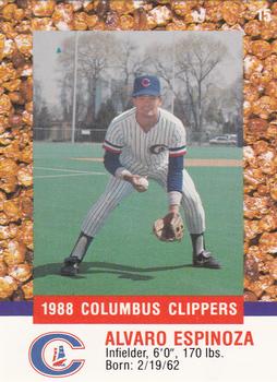 1988 Columbus Clippers Police #15 Alvaro Espinoza Front