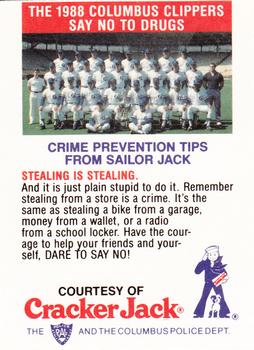 1988 Columbus Clippers Police #19 Casey Close Back