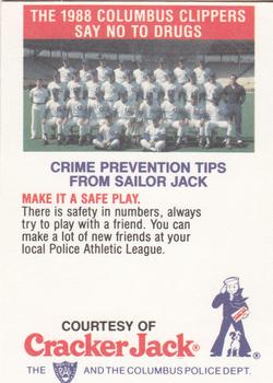 1988 Columbus Clippers Police #21 Hal Morris Back