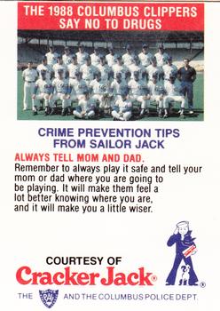 1988 Columbus Clippers Police #23 Jamie Nelson Back