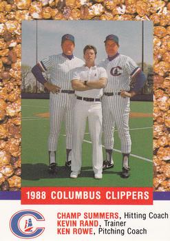 1988 Columbus Clippers Police #24 Champ Summers / Kevin Rand / Ken Rowe Front