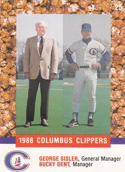1988 Columbus Clippers Police #25 Bucky Dent / George Sisler Jr. Front