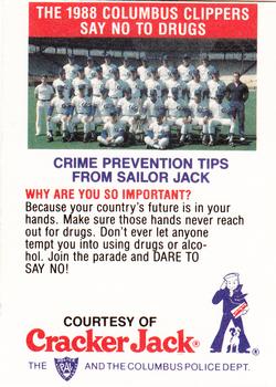 1988 Columbus Clippers Police #9 Eric Schmidt Back