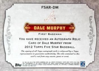 2012 Topps Five Star - Relic Autographs #FSAR-DM Dale Murphy Back