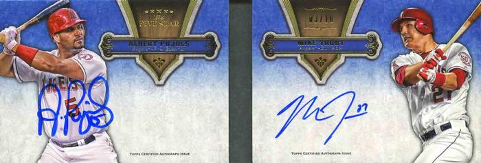 2012 Topps Five Star - Dual Autograph Books #FSBDA-PT Mike Trout / Albert Pujols Front