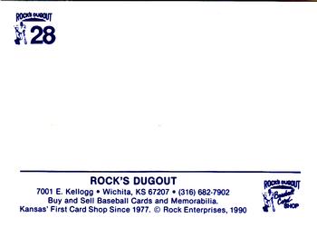1990 Rock's Dugout Wichita Wranglers #28 Cookie  Back