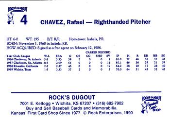 1990 Rock's Dugout Wichita Wranglers #4 Rafael Chavez Back