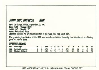 1990 Chong Modesto A's #2 John Briscoe Back