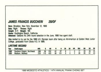 1990 Chong Modesto A's #3 Jim Buccheri Back