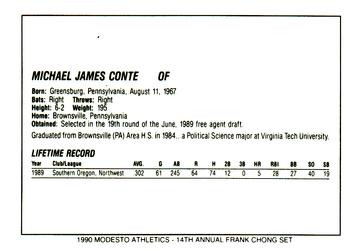 1990 Chong Modesto A's #6 Mike Conte Back