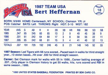 1990 Pan Am Team USA Red BDK #18 Bert Heffernan Back