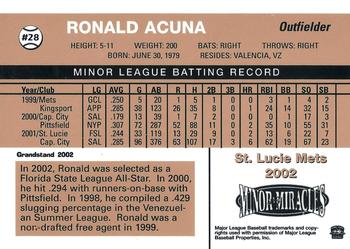 2002 Grandstand St. Lucie Mets #1 Ronald Acuna Back