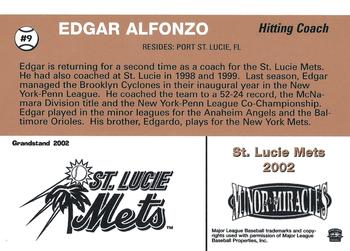 2002 Grandstand St. Lucie Mets #2 Edgar Alfonzo Back