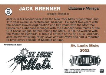 2002 Grandstand St. Lucie Mets #7 Jack Brenner Back