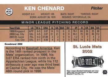 2002 Grandstand St. Lucie Mets #8 Ken Chenard Back