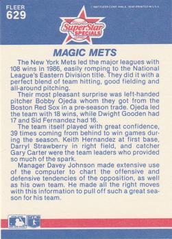 1987 Fleer - Glossy #629 Magic Mets (Gary Carter / Sid Fernandez / Dwight Gooden / Keith Hernandez / Darryl Strawberry) Back