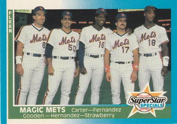 1987 Fleer - Glossy #629 Magic Mets (Gary Carter / Sid Fernandez / Dwight Gooden / Keith Hernandez / Darryl Strawberry) Front