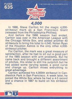 1987 Fleer - Glossy #635 Steve Carlton Back