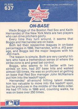 1987 Fleer - Glossy #637 Wade Boggs / Keith Hernandez Back