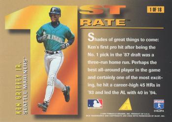 1996 Pinnacle - 1st Rate (First Rate) #1 Ken Griffey Jr. Back