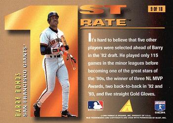 1996 Pinnacle - 1st Rate (First Rate) #9 Barry Bonds Back