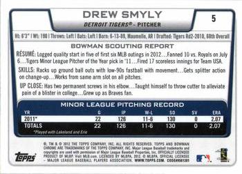 2012 Bowman Draft Picks & Prospects - Chrome #5 Drew Smyly Back