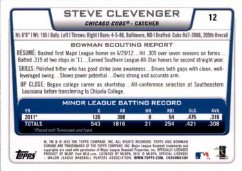 2012 Bowman Draft Picks & Prospects - Chrome #12 Steve Clevenger Back