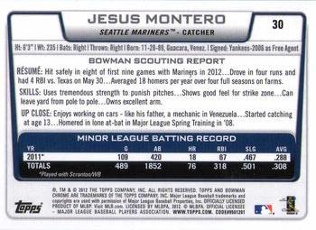 2012 Bowman Draft Picks & Prospects - Chrome #30 Jesus Montero Back