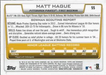 2012 Bowman Draft Picks & Prospects - Chrome #55 Matt Hague Back